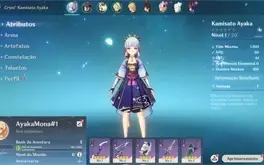 Conta Genshin Impact AR 5 com Kamisato Ayaka e Mona