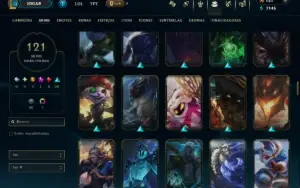 Prata 2 com TODOS os Champs e 121 Skins ( MID / JG / TOP )
