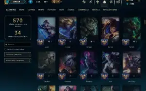 Prata 2 com TODOS os Champs e 121 Skins ( MID / JG / TOP )
