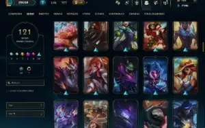 Prata 2 com TODOS os Champs e 121 Skins ( MID / JG / TOP )