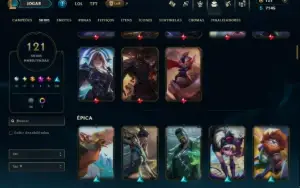 Prata 2 com TODOS os Champs e 121 Skins ( MID / JG / TOP )