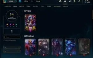Conta prata 2 com 123 champs e 54 skins