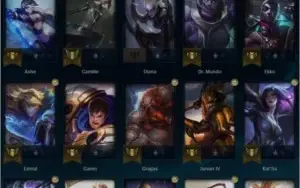 conta platina 32 champs 2 skins lvl 42
