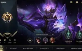 PLATINA III LV 40 + 8 SKINS + 41 CAMPEÕES + PASSE WILD