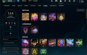 Conta prata 1 com 100 Champs e 76 Skins (2 Miticas)