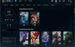 Conta lol nível 120, 66 skins platina na temporada anterior