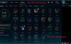 CONTA LEAGUE OF LEGENDS 120 CHAMPIONS 40 SKINS SMURF BRONZE
