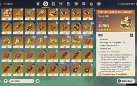 GENSHIN IMPACT - AR59, 23 Personagens e 12 armas t4 ayaka C2