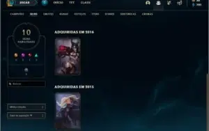 Conta prata 2 com 10 skins e 27 champs ( criada em 2014 )