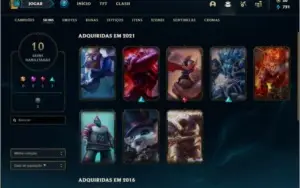 Conta prata 2 com 10 skins e 27 champs ( criada em 2014 )