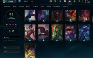 Conta Unranked com 130 Champs e 95 Skins ( MAIN JG )