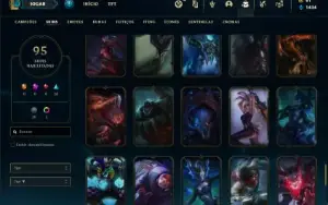 Conta Unranked com 130 Champs e 95 Skins ( MAIN JG )