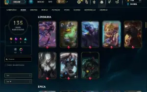 Unranked com TODOS os champs e 135 Skins +6 Vitoriosas