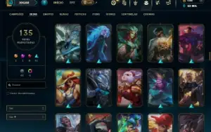 Unranked com TODOS os champs e 135 Skins +6 Vitoriosas
