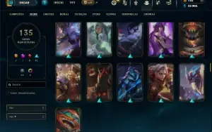 Unranked com TODOS os champs e 135 Skins +6 Vitoriosas