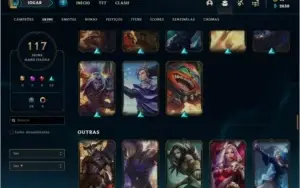 Conta prata 4 com 117 skins e 132 champs
