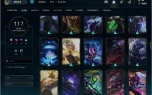 Conta prata 4 com 117 skins e 132 champs
