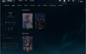 Conta Riot games com 128 skins no lol