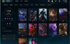 Conta Riot games com 128 skins no lol