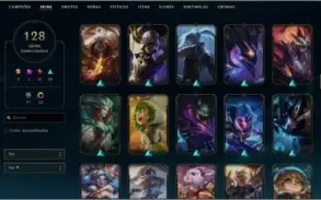 Conta Riot games com 128 skins no lol