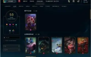 Conta LOL Lv: 58 Champions: 98 Skins: 50 Rank:Unranked