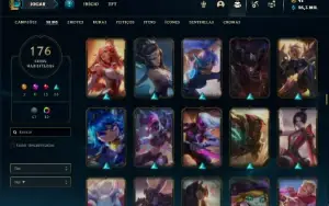 Conta Unranked com TODOS os champs e 176 Skins + 4 Prestigio