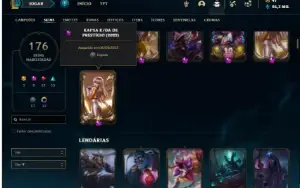 Conta Unranked com TODOS os champs e 176 Skins + 4 Prestigio