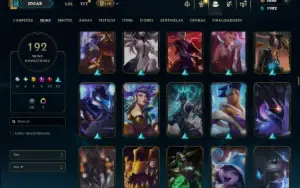 Unranked com 120 Champs e 192 Skins +2 Prestigios +2800 RP