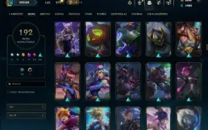 Unranked com 120 Champs e 192 Skins +2 Prestigios +2800 RP