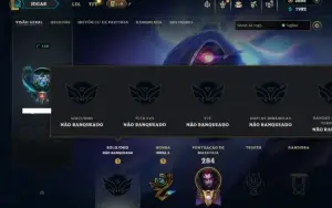 Unranked com 120 Champs e 192 Skins +2 Prestigios +2800 RP