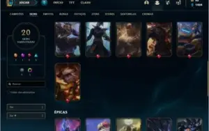 Conta platina 4 com 20 skins e 40 champs