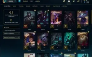 Conta platina 4 com 20 skins e 40 champs