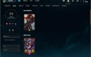 Conta platina 4 com 20 skins e 40 champs