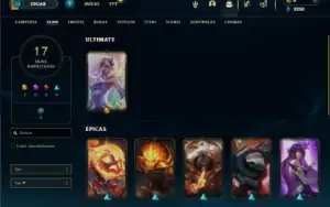 Unranked com 60 Champs e 17 Skins + 22 Espolios