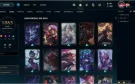 Conta com quase todas as skins.