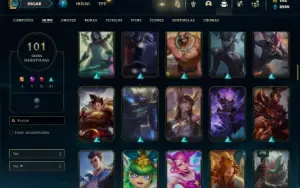 Unranked com 155 Champs e 101 Skins
