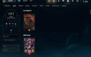 Unranked com 155 Champs e 101 Skins