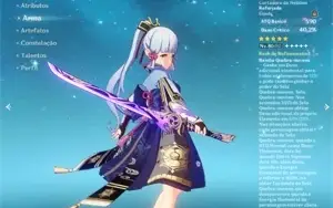 Conta Genshin Impact AR 46 com Kamisato Ayaka e Cortadora