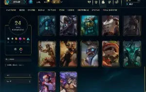 Unranked com 70 Champs e 24 Skins