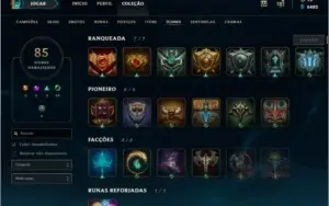 Vendo conta de LOL ex plat e gold com 79 skins.