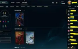 Vendo conta de LOL ex plat e gold com 79 skins.