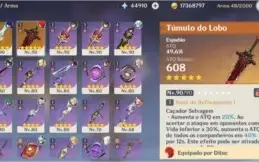 Genshin Impact Ar 57 com 45.910 gemas essencial