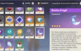 Genshin Impact Ar 57 com 45.910 gemas essencial