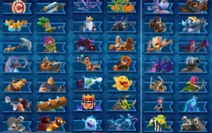 Clash Royale CV 52, 7k+ troféus, 73 ilustrações, 72 estampas