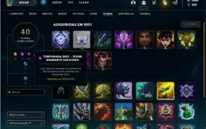 Conta Unranked (EX DIAMANTE) com 51 Champs e 11 Skins + RP