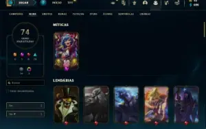 Conta Ferro 1 com 135 Champs e 74 Skins + 825 RP