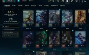 Conta Ferro 1 com 135 Champs e 74 Skins + 825 RP