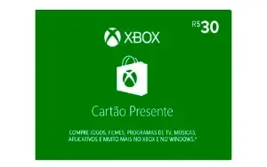 Cartão presente pré pago R$30