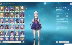 Conta AR 53 com Nahida, Yelan, Ayaka, Shenhe, Mona e Ganyu
