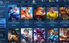 conta mobile legends, 35 heróis e 56 skins - rank mestre II